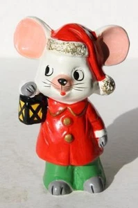 Ratón Navidad Estatuilla Linterna Sombrero R B Japón Cerámica Porcelana Pintado a Mano -- - Imagen 1 de 1