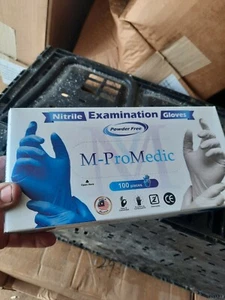 Mittelblaue Promedic Nitril Einweghandschuhe puderfrei Untersuchungsqualität Handschuhe  - Bild 1 von 5