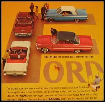 Ford 1963 folleto original Falcon Fairlane Galaxy 500 T-Bird Foto 1 de 4