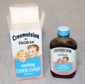 Vintage Creomulsion For Children Cough Medicine Bottle full with box Atlanta Ga - Picture 1 of 10