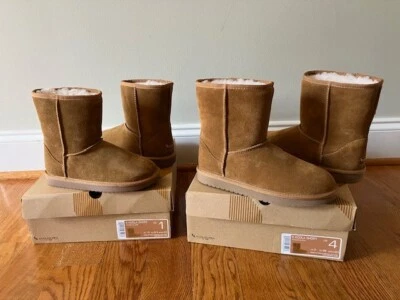 NUEVO Ugg Koola Corto Castaño 12, 1, 4 Niñas Niños Botas Sin Cordones Koolaburra Gamuza Foto 1 de 4