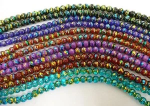 Elegantes cuentas de vidrio recubiertas brillo metálico colorido 4 mm 6 mm oro redondo color único - Imagen 1 de 14