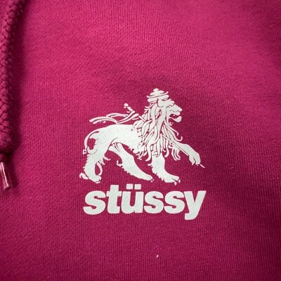 Sudadera con capucha y cremallera Stussy Lion para hombre XL Berry Foto 1 de 4