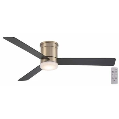 Hampton Bay Conjure 52 in. Indoor Brushed Gold Ceiling Fan with Adjustable White - Image 1 of 3