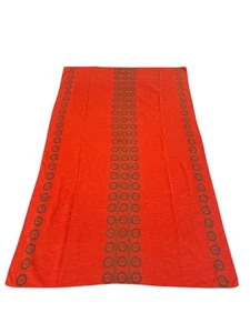 Vtg 60s 70s Mod Tablecloth Bright Orange Olive MCM 50” X 81” Rectangular Fabric - Picture 1 of 7