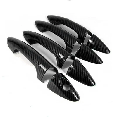 Glossy Black Carbon Fiber Covers Trims For 2012-2017 Hyundai Accent Door Handles - Image 1 of 4