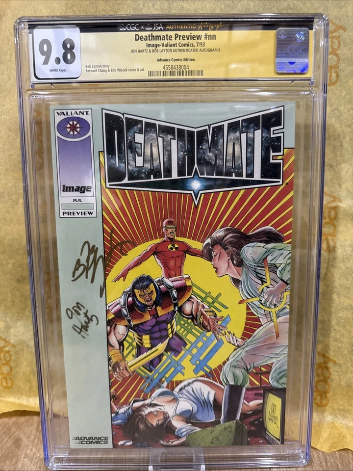 Image Deathmate Preview Green #nn Advance Comic Ss CGC 9.8 1993 Graded Signed 2x - Image 1 of 4