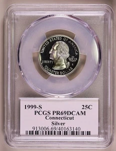 1999-S Connecticut Silver Quarter PCGS PR69DCAM ***RARE ORIGINAL COIN*** - Picture 1 of 4