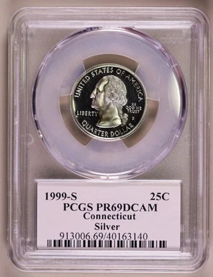 1999-S Connecticut Silver Quarter PCGS PR69DCAM ***RARE ORIGINAL COIN*** - Image 1 of 4