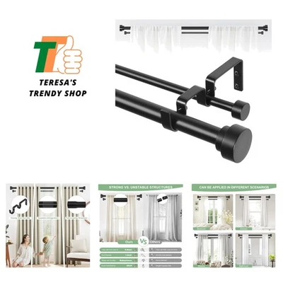 s para janelas 36 a 88: Vara de cortina dupla ajustável resistente para quarto L... - Imagem 1 de 4
