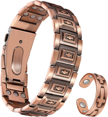 Copper Bracelet for Men, 3X Strength Magnetic Copper Bracelets for Men with 3500 - Image 1 of 4