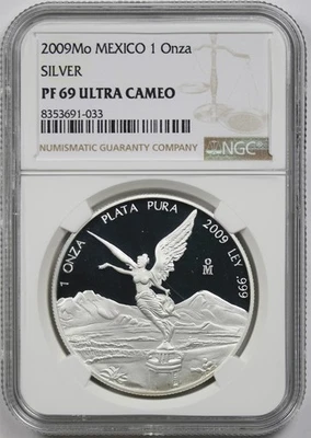 2009Mo Mexico Silver Onza NGC PF 69 Ultra Cameo - Image 1 of 4