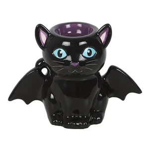 Ölbrenner Duftlampe Fledermaus Katze, schwarz - Halloween Wachswärmer - Bild 1 von 3