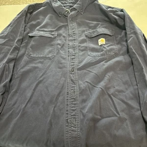 Carhartt Mens Long Sleeve FR Shirt, Navy 4XL Tall - Picture 1 of 3