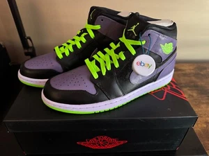 2013 AIR JORDAN 1 RETRO NIGHT VISION THE JOKER BLCK/ELCTRC GREN-Size 10 - Picture 1 of 7