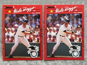 (2) 1990 Donruss WADE BOGGS "Stat Line" Error & Corrected Baseball Cards #712 - Picture 1 of 2