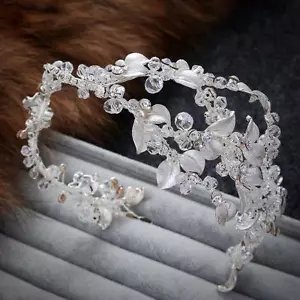 Sliver Bridal Headpiece Crystal Hair Halo Rhinestone Wedding Vine Headdress 1 PC - Picture 1 of 6