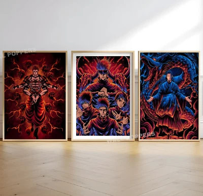 Jujutsu Kaisen CONJUNTO de 3 lienzo/impresión artística/enmarcado, póster de anime, cómic manga Foto 1 de 4