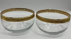 Lenox Autumn Bowls Gold Rimmed Clear Crystal 3”high 4” wide Lot Of 2 - Picture 1 of 24
