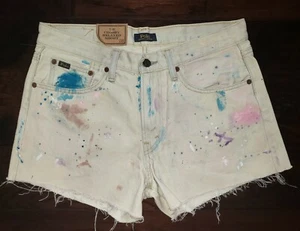 NWT Polo Ralph Lauren Women's The Crosby Relaxed Distressed Painted Denim Shorts - Picture 1 of 2