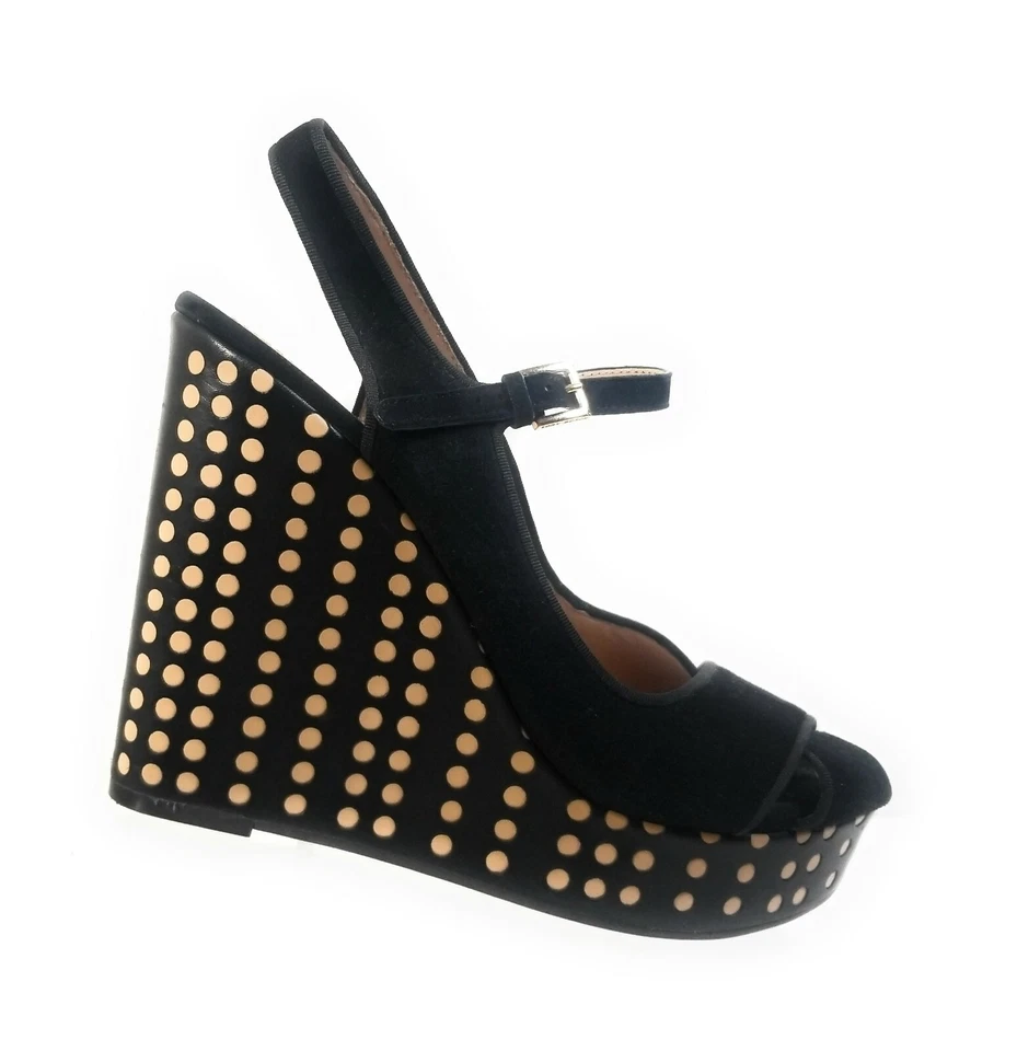 Sandalias Tory Burch Ollie Mujer Cuñas Plataforma Lunares Negras Correa al Tobillo 9.5 M Foto 1 de 4