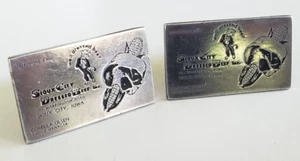 1950s Sioux City Dressed Beef Inc Business Card Silver Cufflinks 1.25" RARE - Picture 1 of 7