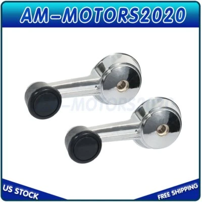 2x For 81-86 Jeep CJ10 CJ7 CJ8 Chrome Black Left Right Side Window Crank Handle Foto 1 de 4