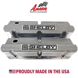 Ford Small block 351W Pentroof CS Shelby Polished Valve Covers - Finned - Foto 1 di 9
