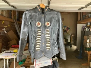3B West Tansmith Black Suede Fringed Beaded Bull Emblem Western Jacket Size -SM. - Picture 1 of 11