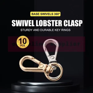 10x Swivel Lobster Clasp Clips Hook Alloy Keychain Split KeyRing Durable Key - Picture 1 of 10