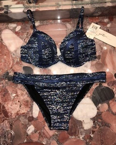 Gottex Starry Night UW Blue Bikini Swimsuit 2pc Set Womens 8 NWT - Picture 1 of 5