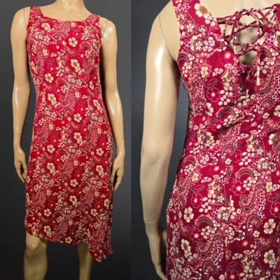 Vintage 90s Y2K Floral Fairy Boho Slip Dress Size 5 Asymmetric Hem Burgundy - Imagem 1 de 4