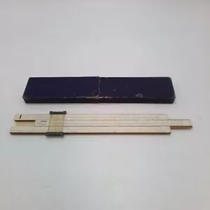 Vintage Unique Universal One White Plastic Slide Rule with Formula Table and Box - Bild 1 von 14