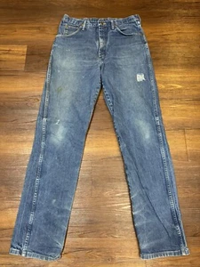 Wrangler Jeans Men 34x36 Blue Distressed Denim Relaxed Western Cowboy 31MWZ VTG - Picture 1 of 12