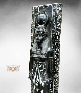 Estatua de la diosa egipcia oscura Isis con cartucho egipcio - Imagen 1 de 7