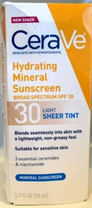 CeraVe Hydrating Mineral Sunscreen SPF 30 LIGHT Sheer Tint  1.7 Fl oz 2027 - Picture 1 of 2
