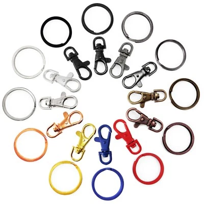 Lobster Clasps Trigger Swivel Clip Key Ring Bag Charm Finding Split Ring AIT+B4T - Image 1 of 4