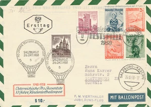 20th Children's Village Balloon Post 1958 from Salzburg to Salzburg (O26) - Picture 1 of 1