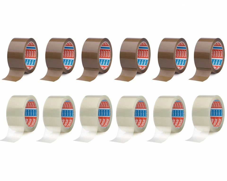 12 Rolle Tesa Leise PP Klebeband 64014 Braun/ Transparent 50 mm x 66m Paketband