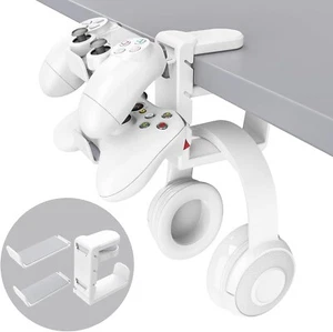 3-in-1 PC Gaming Headphone & Controller Holder - Headphones Hanger , White - Picture 1 of 6