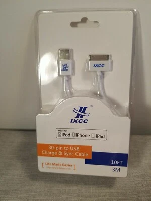 IXCC 30- PIN TO USB CHARGE & SYNC CABLE 10 FT 3M - Image 1 of 2
