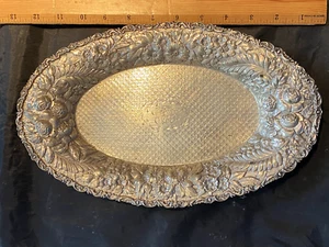 A. WALLENHORST STERLING SILVER PRE STIEFF ROSE BREAD TRAY DIAPERED CENTER - Picture 1 of 5