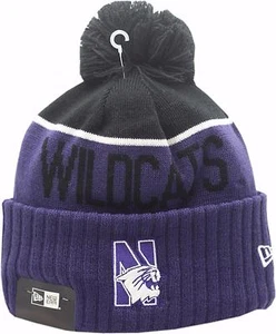 Northwestern Wildcats Knit Cuffed Pom Logo Block 12328 - Picture 1 of 2