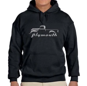 1939-47 Plymouth Pickup Truck Black Hoodie Sweatshirt FREE SHIP - Picture 1 of 7