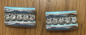 Vintage Clear Rhinestone Shoe Clips in Rhodium Plate, 1 x .5 inches. Stunning! - Picture 1 of 3