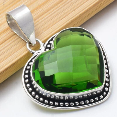 Good-Looking Peridot Topaz Gemstone 925 Sterling Silver Handmade Pendant PP-29 - Image 1 of 3