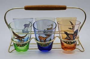 MCM Shot Glass Caddy 6 Colors Double or Triple Shot Wildlife / Hunter Motif 4 oz - Picture 1 of 17