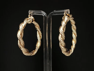 Orecchini donna a cerchio grandi modello oro giallo gioiello bijoux - Immagine 1 di 4