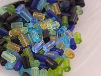 15oz Basic Glass Beads Various Colors 9x6mm Tube, 1mm hole size - Image 1 of 3