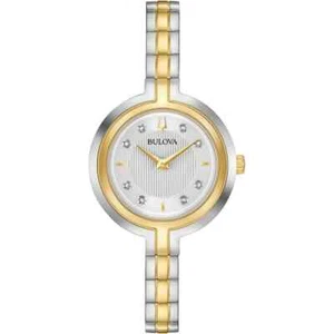BULOVA 98P193 Rhapsody 8 Diamonds Dial Gold & Silver Tone Women Watch - Picture 1 of 6